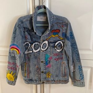 One Teaspoon denim custom handpainted jacket